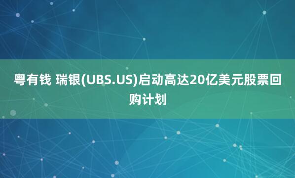 粤有钱 瑞银(UBS.US)启动高达20亿美元股票回购计划